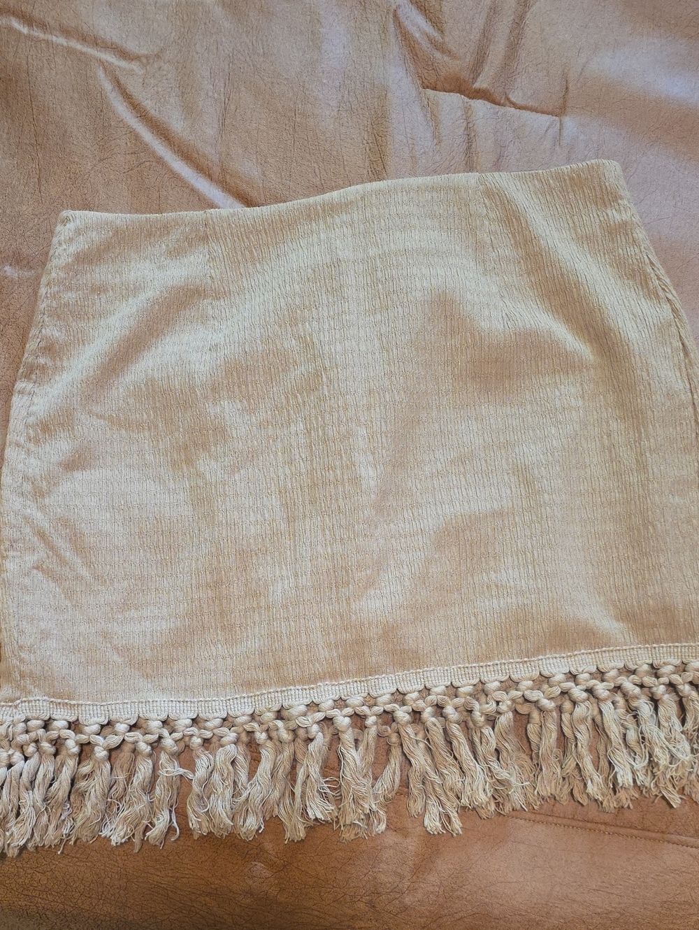 Pink Lily Tan Bow Detail Mini Skirt